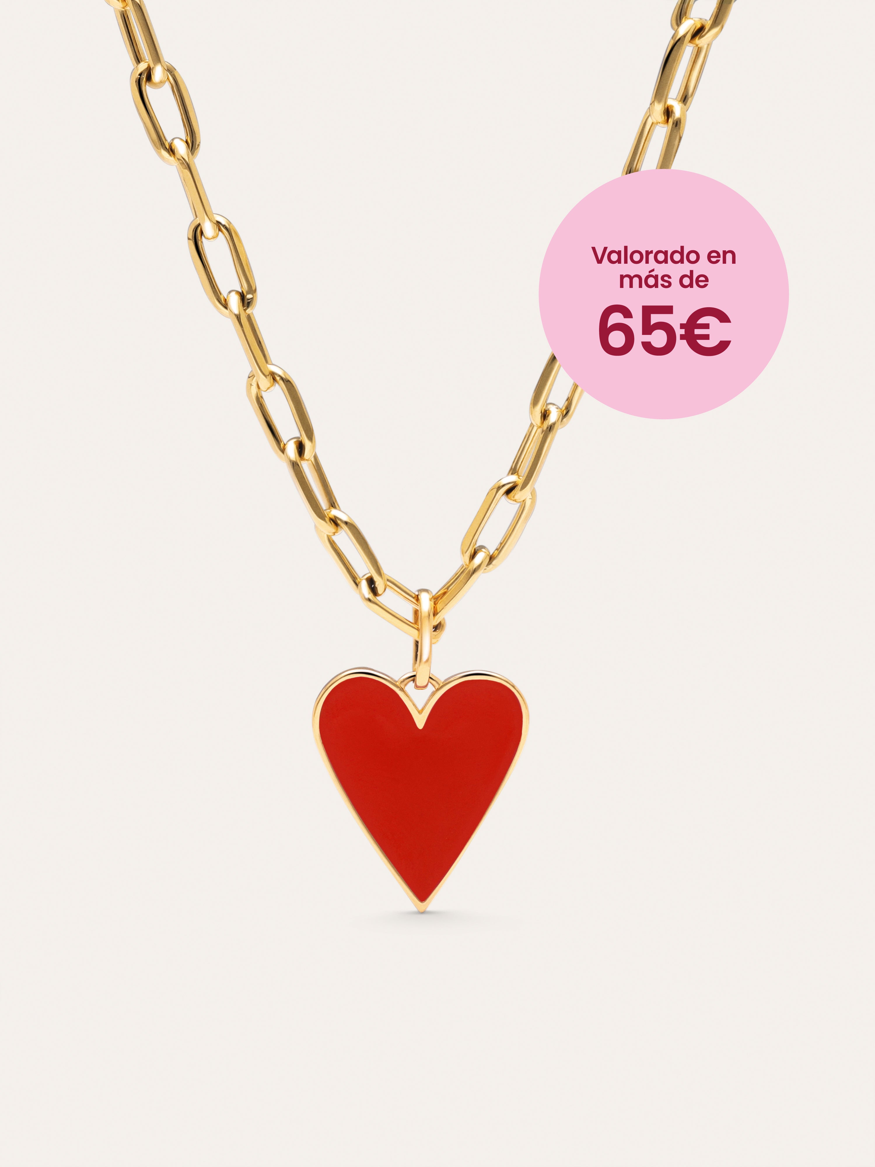 Pack Regalo Collar Chic y Charm Lovely Heart Red Baño Oro