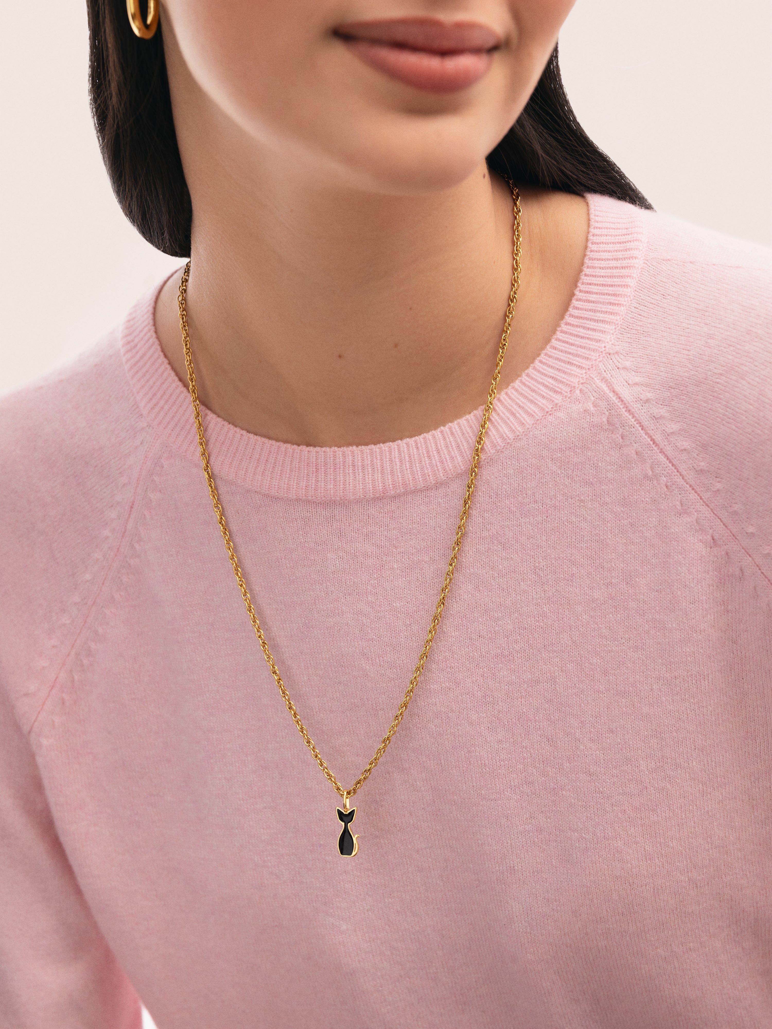 Pack Regalo Collar Spinning Rope y Charm Salem Black Baño Oro